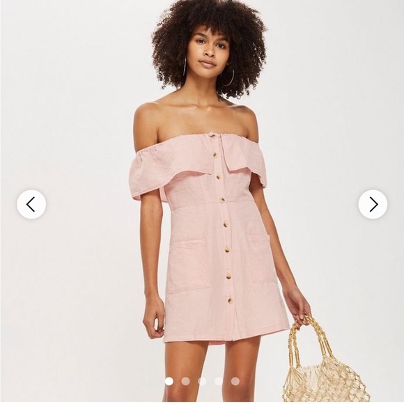 TopShop Pink Linen Mini Dress - Picture 1 of 12